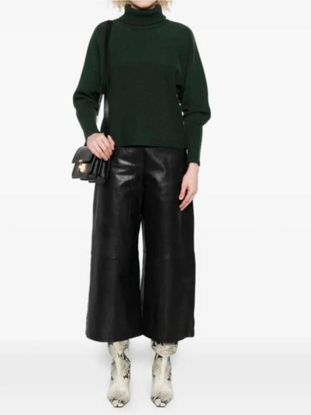 NWT Weekend By MaxaMara Women's Black Leather Paneled Pants
